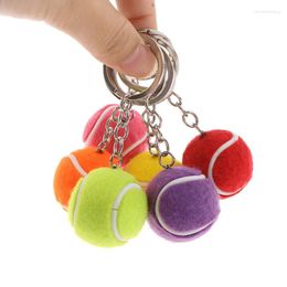 Keychains 6 Colour Key Chain Tennis Ball Metal Keychain Car Ring Sports Sliver Pendant