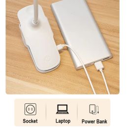 Lâmpada de mesa com clipe flexível USB recarregável 3 cores Toque lâmpada de mesa LED de luz Light Light para leitura Estudo