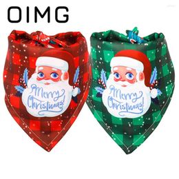 Dog Apparel OIMG Christmas Small Dogs Bandana Plaid Santa Claus Printed Bibs Scarf For Pets Cats Triangle Year's Accessories