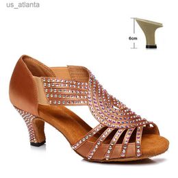 Dress Shoes DKZSYIM Rhinestone Latin Dance Women/Ladies Ballroom Salsa Dancing Soft Soles Party/Wedding Sandals High Heels H2404039DUF