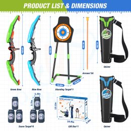 Bow And Arrows For Children Kids Archery Bow Practise Recurve Bow Outdoor Sports Game Hunting Shooting Toy Boys Gift Bow Kit Set