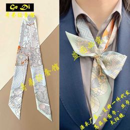 Scarves Designer scarf long strip tied bag ribbon wrapped handle thin narrow handbag decoration small ribbon real silk twist QP9S