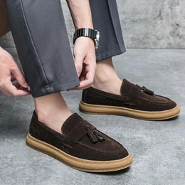 Casual Shoes Tassel Loafers Men Matte Leather Soft Brown Moccasin Men's High Quality Driving Flats Slip-on
