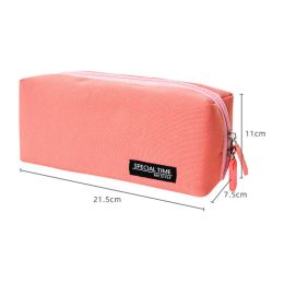 Simple large capacity pencil case canvas pencil bag school stationery storage bag solid color girls pen case student stationery