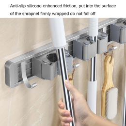 Mop Organiser Wall Mounted Broom Holder Mop Clip Stand Brush Rack Hanging Pipe Hook Kitchen Storage Bathroom Accessories Tools