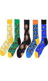 Colorful Cute Rabbit Squirrel Printing Pattern Art Socks Men Fashion Animal Socks Funny Cotton Kawaii Calcetines Hombre 2pcs1pair4809244