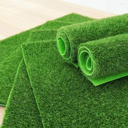 Decorative Flowers 1pc 15/30/50cm Artificial Grassland Simulation Lawn Turf Fake Green Grass Mat Carpet DIY Landscape For Home Floor Decor