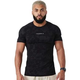 Men's T-Shirts Compression Quick Dry T-shirt Men Gym Fitness Running Sport Slim Shirt Short Sleeve Tee Tops Male Bodybuilding Training Clothing 2443