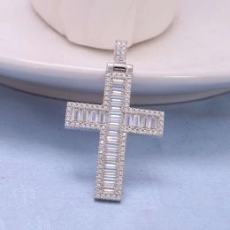 NAYAN JEWELRY Solid Hip Hop Custom Made D Color Vvs1 Moissanite Diamond Gold Cross Charm Pendant