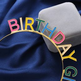 Happy Birthday Hair Strap Rainbow Color Letter Headband Kids Girls Gift Party Decoration