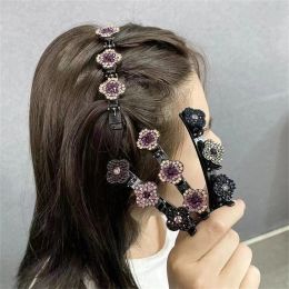 Sparkling Crystal Stone Hair Clips 3 Flower Diamonds Barrettes For Women Girls Sweet Rhinestones Braided Duckbill Hairpin