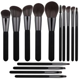Private Label Black Makeup brushes set Professional Foundation Powder Contour Eyeshadow make up 240403
