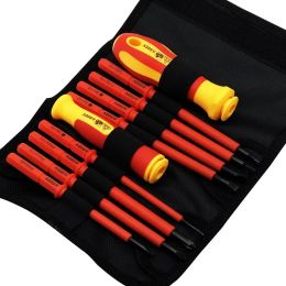 Insulated Screwdriver Set Electrician Magnetic Screwdriver Phillips Slotted Bits Withstand Voltage For Electrician Hand Tools