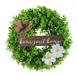 Decorative Flowers Artificial Front Door Wall Hanging Wreath Green Leaf Indoor Outdoor Wedding Festival Party Home Decor