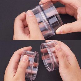 5 Layer Cylinder Stackable Bead Containers Plastic Round Clear Storage Organiser