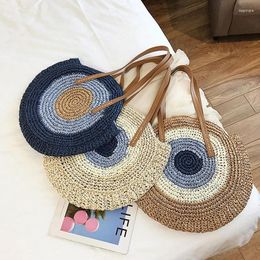 Bag 2024 Women Rattan Shoulder Handmade Woven Beach Female Message Handbag Totes Summer Round Straw Bags