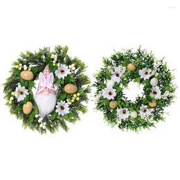 Decorative Flowers Easter Wreath Wall Hanging Kit Welcome Sign Artificial Outdoor Garland Flower Door Decor