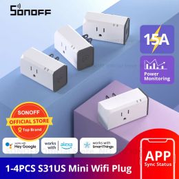 Control 14PCS SONOFF S31 US Mini Wifi Socket 15A Smart Power Outlets Switch Timing Plug Power Consumption Measure Monitor Energy Usage