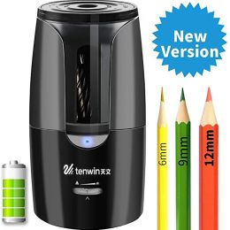 Sharpeners Tenwin Automatic Electric Pencil Sharpener for Coloured Pencils Sharpen Mechanical Office School Supplies Stationery Free Ship