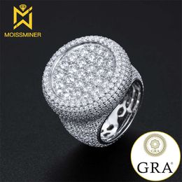 Round S Moissanite Iced Out Rings for Women Sier Wedding Ring Finger Jewellery Men Pass Tester Free Shipping