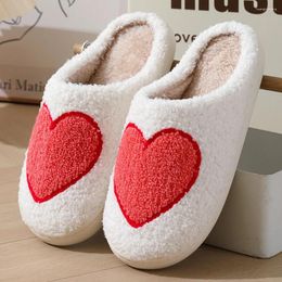 Walking Shoes Women Plush Slip-on House Non Slip Love Flat Thermal Slippers Comfortable Soft Furry Breathable For Home Indoor