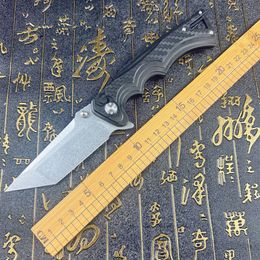 New Arrival A6704 High Quality Flipper Folding Knife 7Cr13Mov Stone Wash Tanto Blade CNC G10 Handle Ball Bearing Outdoor Camping Hiking EDC Folder Knives