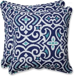 Pillow Satin Indoor/outdoor Emphasis Throw Pillows Plush Fill Weather And Fade Resistant Blue/white 2 Counts