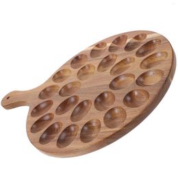 Decorative Figurines Countertop Egg Tray Round Wooden Holder Desktop Deviled Board