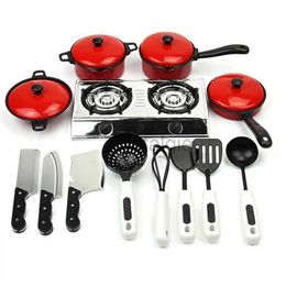 Kitchens Play Food 13Pcs/Set Mini Kitchen Cookware Pot Pan Pretend Cook Play Educational Toys For Children Simulation Kitchen Utensils Girls Toys 2443