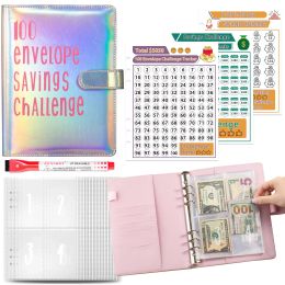 Notebooks 2024 New100 Envelope Savings Challenge Laser A5 LooseLeaf Binder Budget Binder With Cash Envelopes Money Organizer System