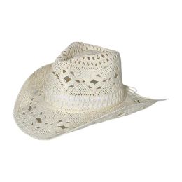 Straw Hat Ventilated Hollow Round Collapsible Western Cowboy Beach Hat Photo Props