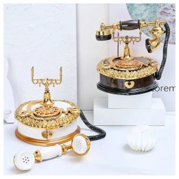 Boxes Antique Retro Phone Music Box Nordic Style Vintage Telephone Music Box Creative Dial Telephone Ornaments Home Craft