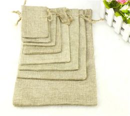 Gift Wrap 50Pcs/lot Vintage Natural Burlap Hessia Candy Bags Favour Pouch Jute Jewellery Package Wedding