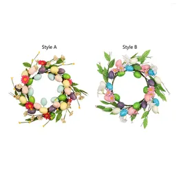 Decorative Flowers Easter Wreath Front Door Artificial Party With Colourful Eggs Outdoor Hanging Garland For Table Porch Home Farmhouse