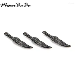 Pendant Necklaces 10PCS Vintage Stainless Steel Small Black Feather For Jewelry DIY Making Charm Accessories