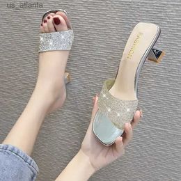 Dress Shoes New bright diamond sandals open toe high heels womens slippers H240403WF75