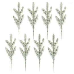 Decorative Flowers 8Pcs Artificial Pine Needles Branches Simulated Decors Christmas Party Decoration For DIY Xmas Decor