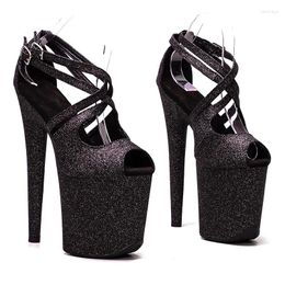 Dance Shoes Women's 20CM/8inches Glitter Upper Platform Sexy High Heels Sandals Fashion Model Party Dress Pole 107