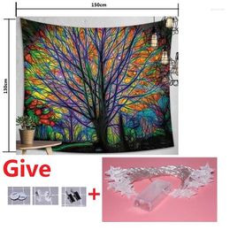 Tapestries Forest Bohemian Hippie Tapestry For Bedroom Living Room Colorful Tree Wall Hanging Mandala