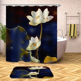 Shower Curtains 3D Waterproof Curtain Fabric Funny Flowers Sets Bath Mats 45x75cm In The Bathroom Set