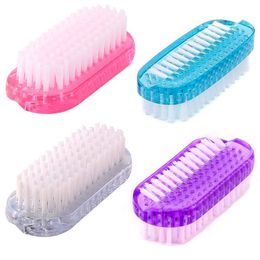 Factory wholesale double-sided nail powder dust brush nail cleaning brush plastic nail brush Grey fur nail tools