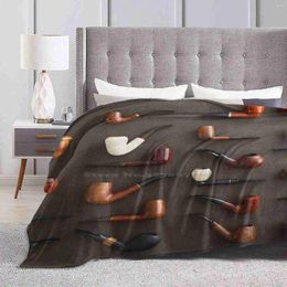 Blankets Collection Of Pipes Soft Warm Throw Blanket Arranged Arrangement Assortment Brown Faux Leater Flat Lay Flatlay From