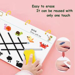 Children Montessori Drawing Pen Control Training Math Colour Shape Tracing Match Game Set Toddler Activities Educational Toy Book