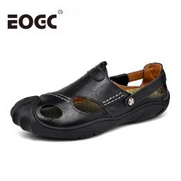 Sandals Genuine leather men sandals Summer cow leather shoes for Men gladiator Outdoors Beach Shoes leather sandals