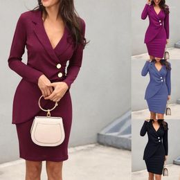 Casual Dresses Spring Autumn Slim-fit Button-up Professional Dress For Women