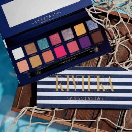 Shadow Blue Striped Eyeshadow 14 Color Makeup Palette Yellow Pink Purple Black Flannel Waterproof Long Lasting Fine Fit Pigment Set Box