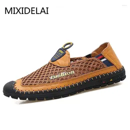 Casual Shoes Brand Comfortable Leather Men Loafers Spring/Summer Mesh Flats Breathable Driving Moccasins