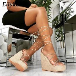 Boots Eilyken Fashion Summer Wedges Sandals Women Open Toe Casual Ankle Strap Ladies Platform High Heels Shoes Size 3542