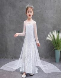 Elegant Princess Girl Dress Party Costume Dress Snow Queen Bling Seqins Baby Birthday Party Wear Summer Kids Clothes1226950