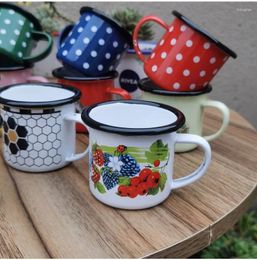 Mugs F26T Small And Cute Mini Outdoor Home Restaurant Enamel Cup Coffee Mug Retro
